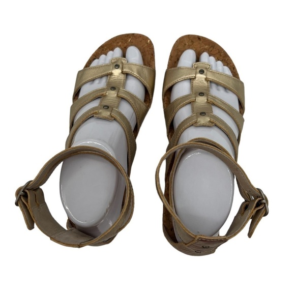 UGG Gold Sechura Gladiator Sheepskin Double Buckle Heel Sandals Size 7 Women's - Picture 6 of 10